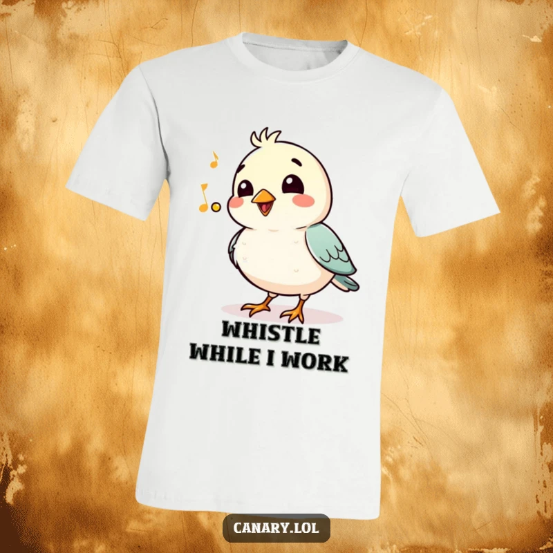 Funny T-Shirt: A confident bird puffs its chest and whistles a merry tune with a smile, embodying pure, humorous optimism.