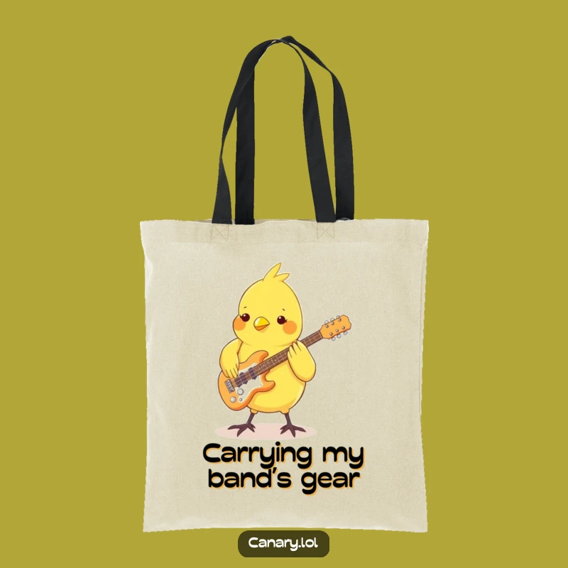 Funny Canary Guitarist Tote Bag - Groovy Bird Music Lover Gift