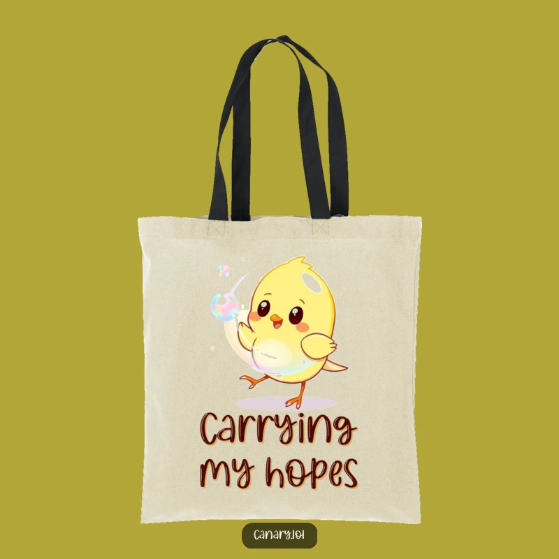 Funny Canary Bubble Tote Bag: Playful Accessory, Iridescent Fun Gift