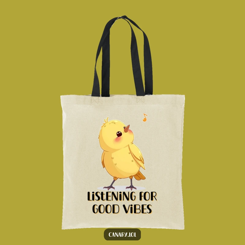 Funny Curious Canary Tote Bag: Stylish Bird Listening Carryall Gift