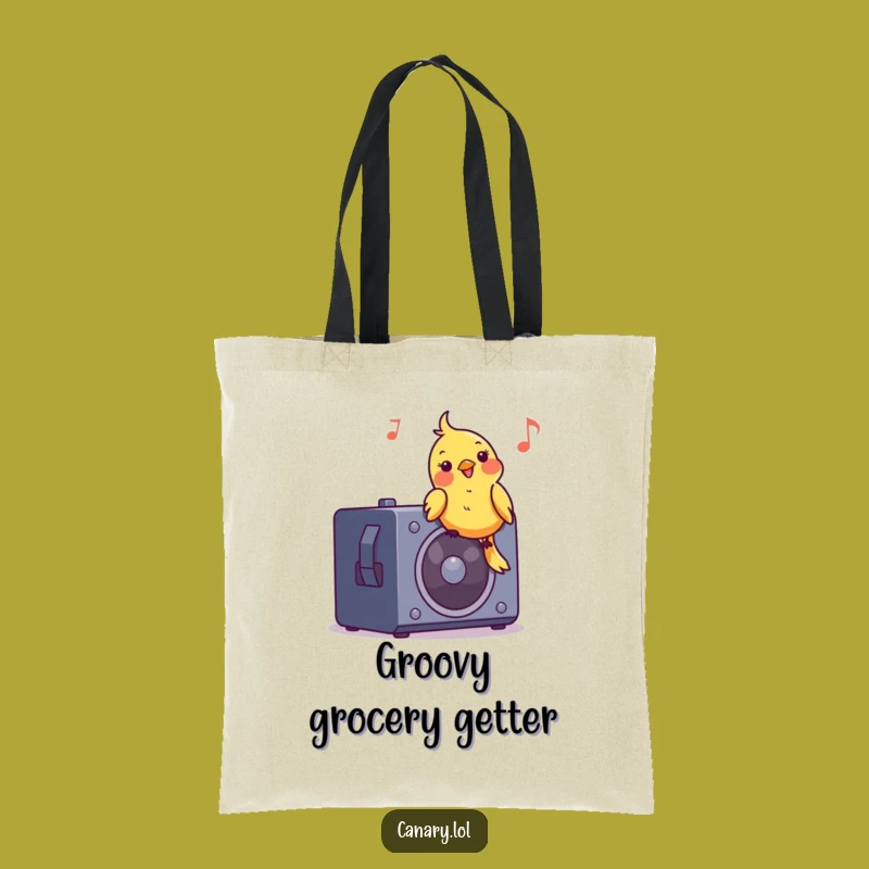 Funny Canary DJ Tote Bag: Cheerful Bird Music Carryall, Great Funny Gift