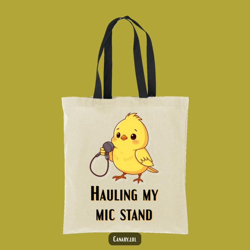 Funny Canary Mic Tote Bag: Gig Ready Bird Accessory, Humorous Gift