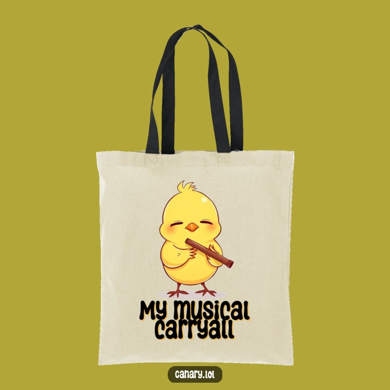 Funny Canary Flute Tote Bag: Carry Your Melody, Cute Bird Art, Great Funny Gift