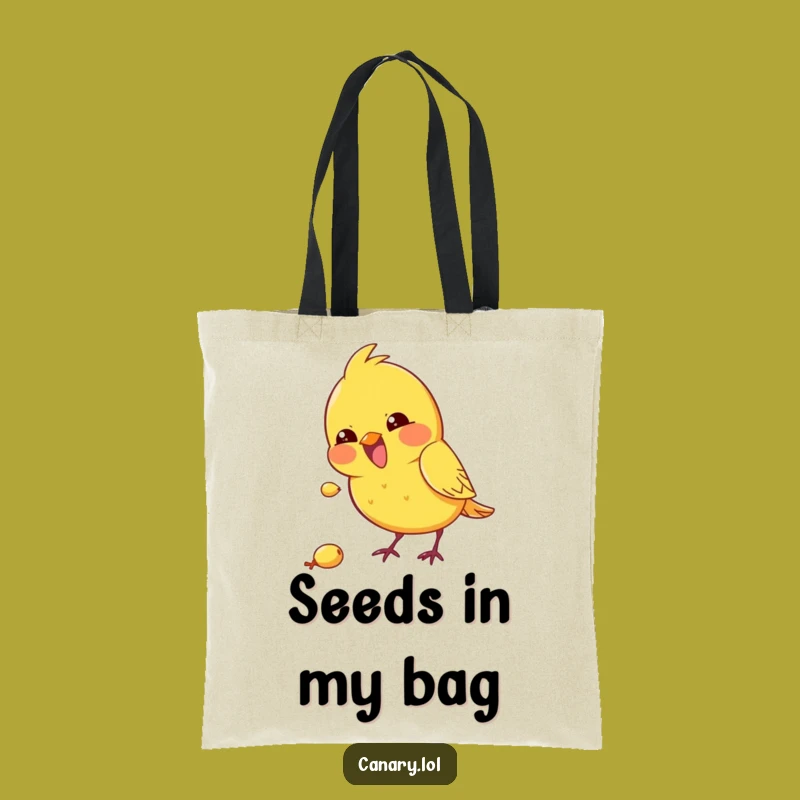 Funny Kawaii Canary Tote Bag, Pecking Design, Energetic and Hilarious Everyday Carryall