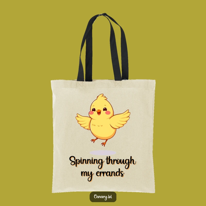 Funny Spinning Canary Tote Bag: Carry Your Energy, Cheerful Bird Art, Great Funny Gift